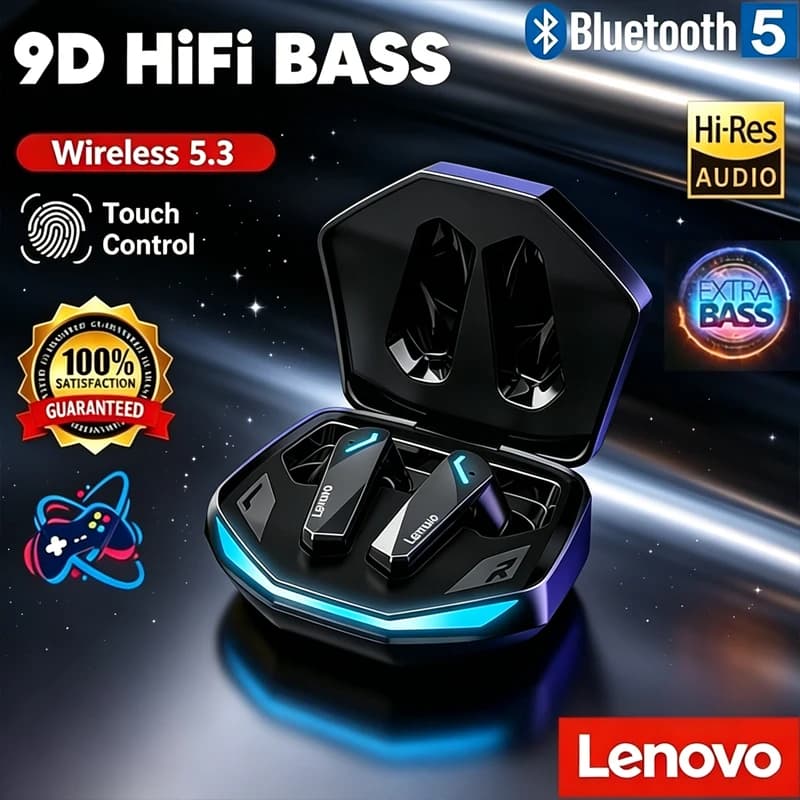 Auricolari Wireless TWS Bluetooth V5.3 Originali Lenovo GM2 Pro, Cuffie Stereo Sportive per Giochi e Musica a Bassa Latenza, Novità 2026