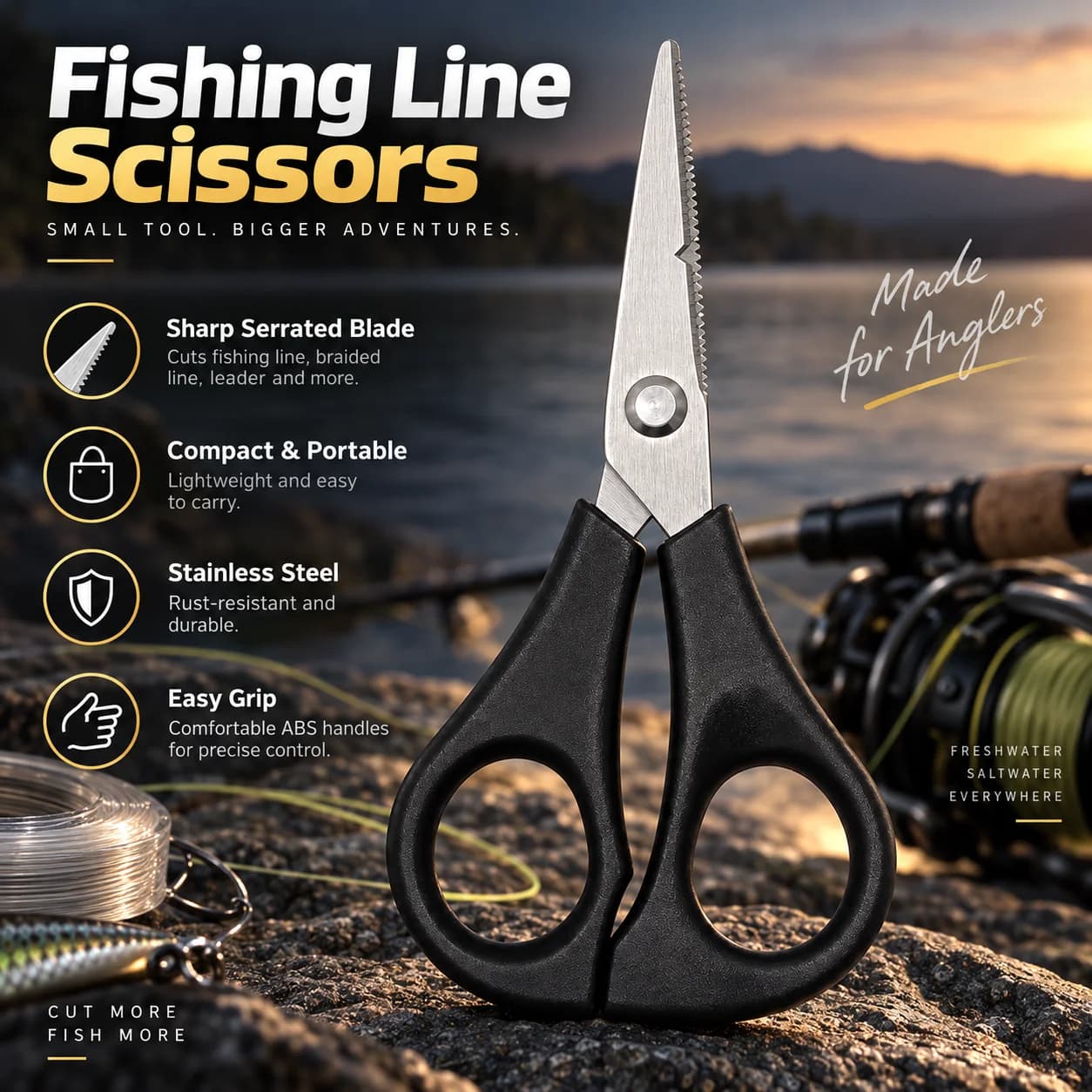 Fishing Line Cutter Scissors, Small Fishing Shears, Outdoor Fishing Tackle Tool
