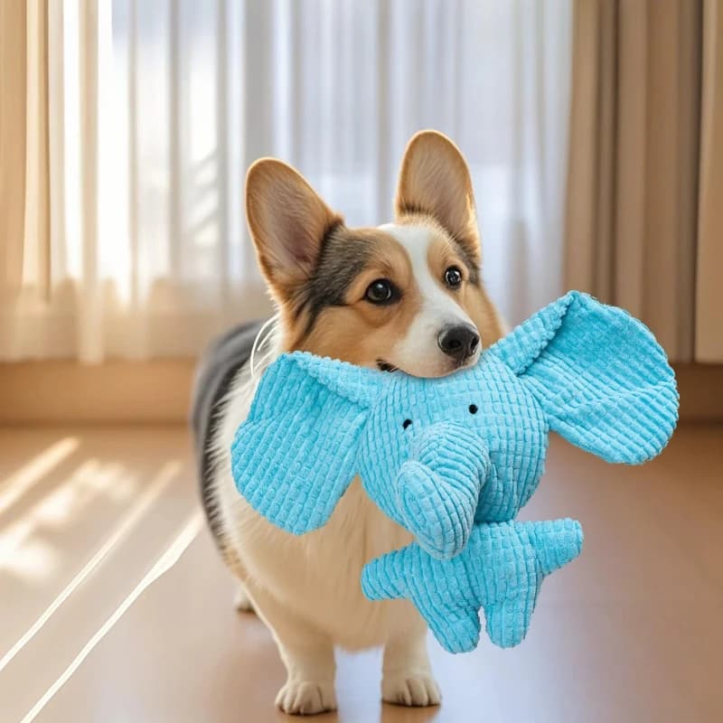1pc Cute plush dog toy, pet biting toy, ivory-shaped chewing toy suitable for puppies, teeth cleaning toy