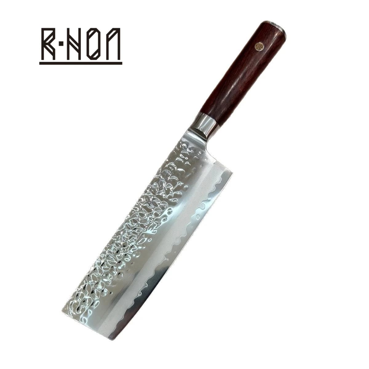 RHON 6.8inch Nakiri Knife Forged Hammer VG10 Clad Steel Cuisine Kitchen Vegetable Cutting Meat Cleaver Slicing Utility Knives