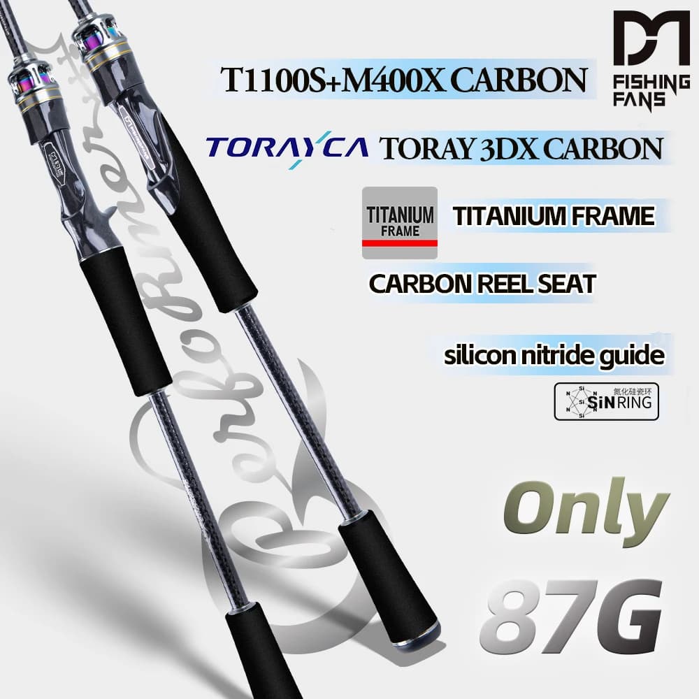 FISHINGFANS 2.0pro CARBON T1100S TITANIO QUADRO GUIDA L ML M Mulinello in carbonio Sedile Spinning Casting canna da pesca