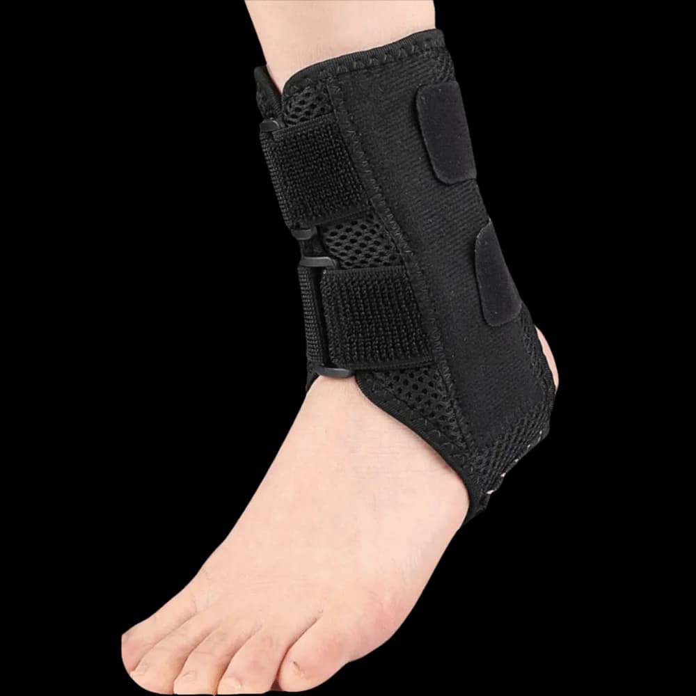 Barra a molla/piastra in alluminio Supporto per caviglia sportivo Supporto bifacciale Manicotto per caviglia a compressione elastica regolabile Mesh traspirante