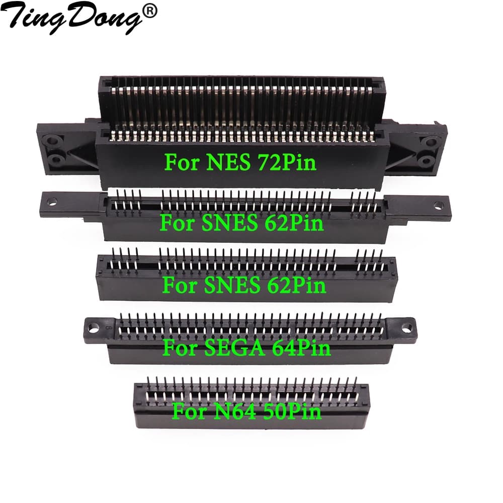 1PCS PER SNES N64 SEGA NES Connettore Slot Per Scheda di Gioco 62pin 72pin 64pin 50pin per SEGA Genesis N64 SNES NES clone console
