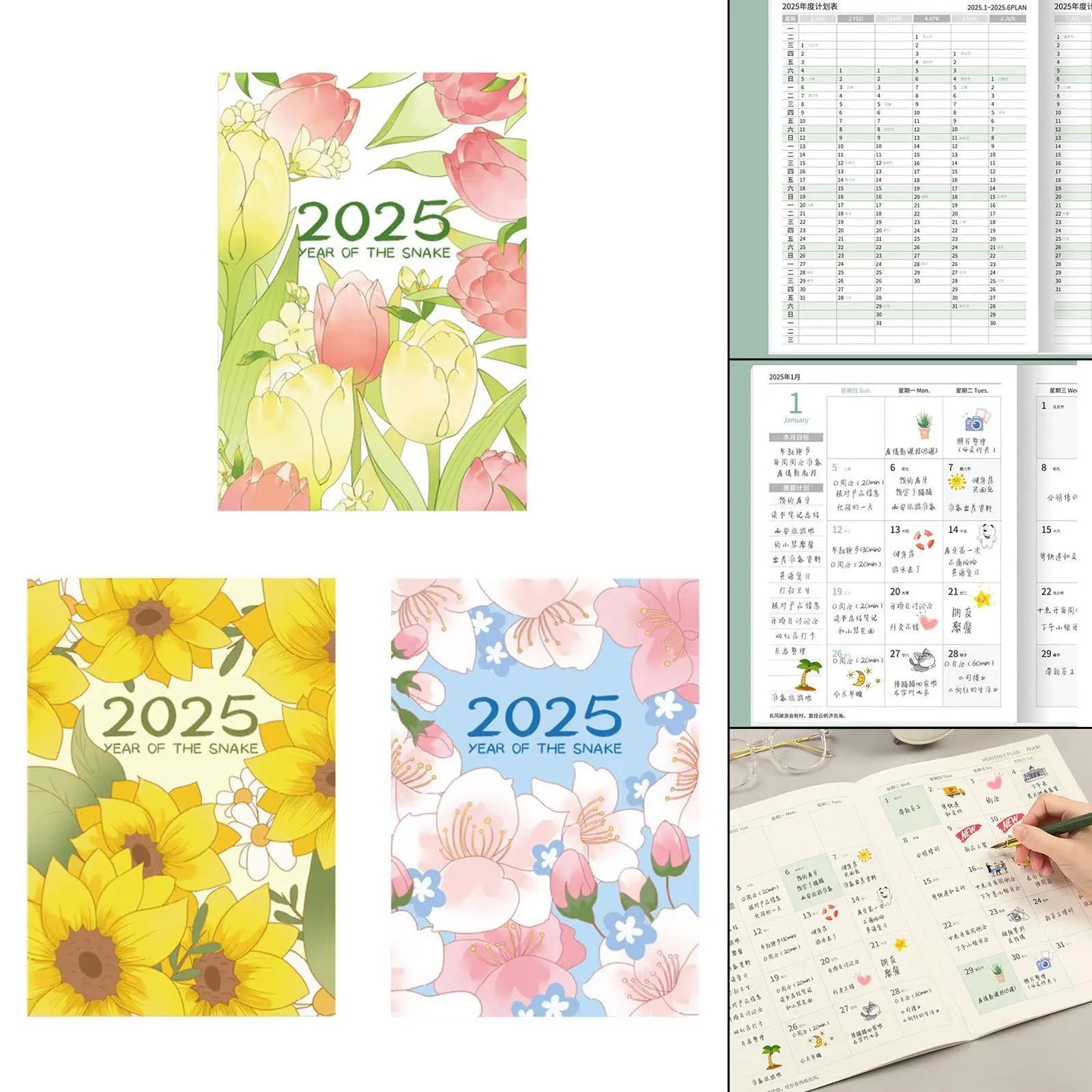 2025 Planner Notebook Agenda regalo portatile Notebook Anno mensile Agenda giornaliera Pianificatore accademico per studio aziendale, ufficio