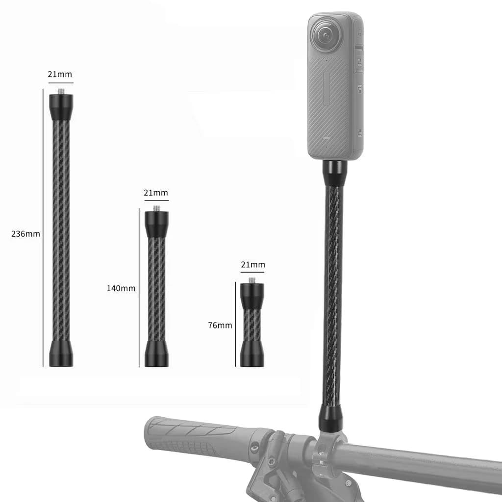 Diametro 15mm Palo di prolunga in fibra di carbonio Selfie Stick Asta Casco Estendi braccio Monopiede Supporto per treppiede per Gopro 13 Insta360 osmo Action