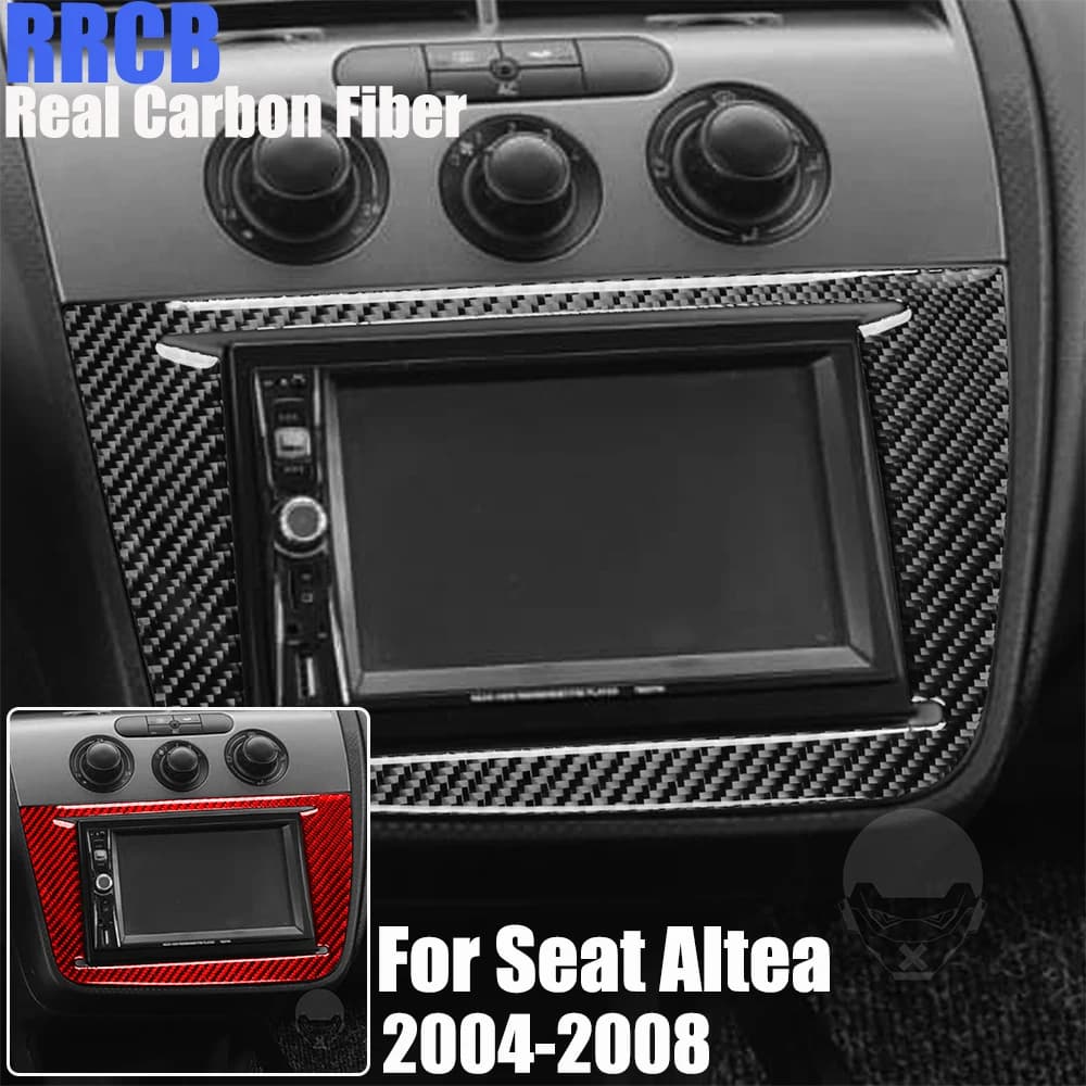 Accessories Cars in Vera Carbon Fiber, Decorative Cover for Central Console and Radio Control, Soft Wall decal for Seat Altea 2004-2008