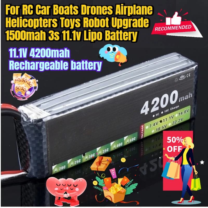 11.1V 4200mah batteria ricaricabile per RC Auto Barche Droni Aereo Elicotteri Giocattoli Robot Aggiornamento 1500mah 3s 11.1v Lipo Batteria