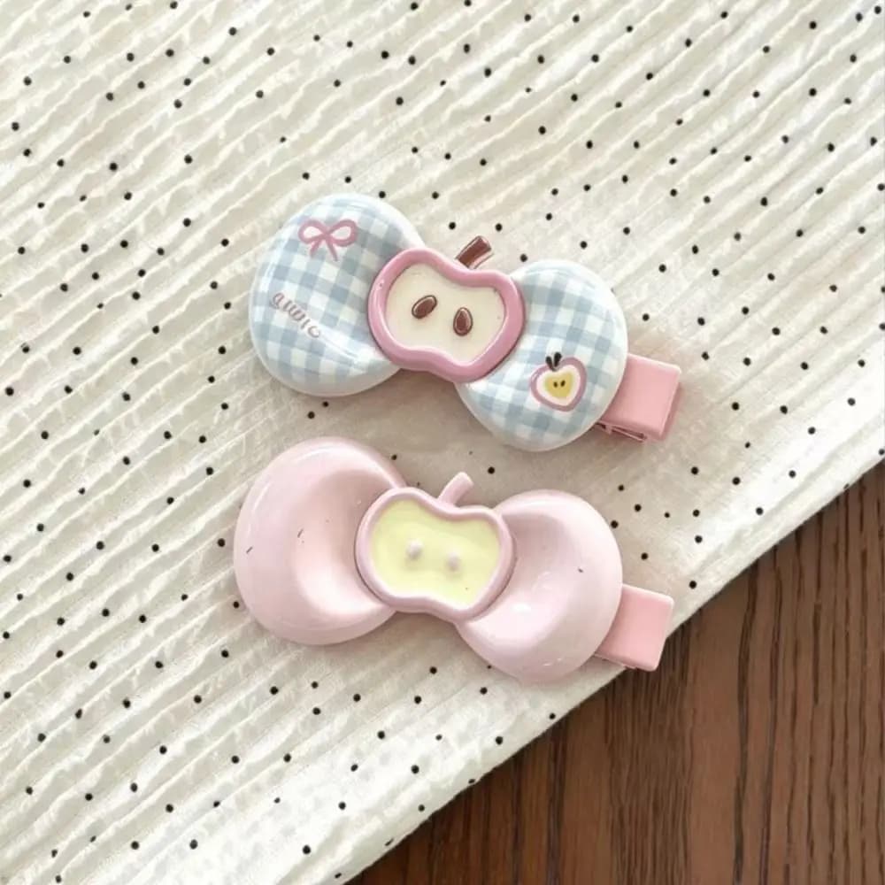 New Cartoon Bow Hair Clip Plaid Pattern Plastic Duckbill Hair Clip Bowknot Girl's Hair Clip for Girls Daily Hair Styling