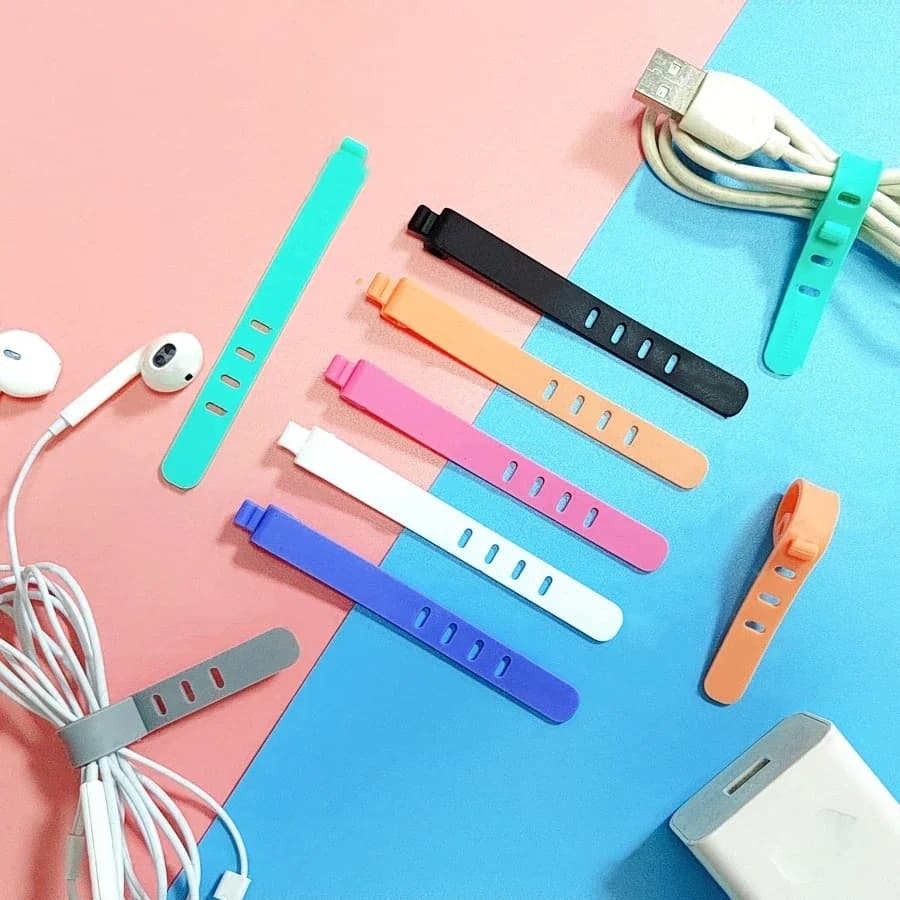 20/12/4 Pezzi Fascette Fermacavi in Silicone Riutilizzabili, Organizzatore e Gestione Cavi, Clip a Zip, Supporti per Fili, Avvolgicavo in Gomma