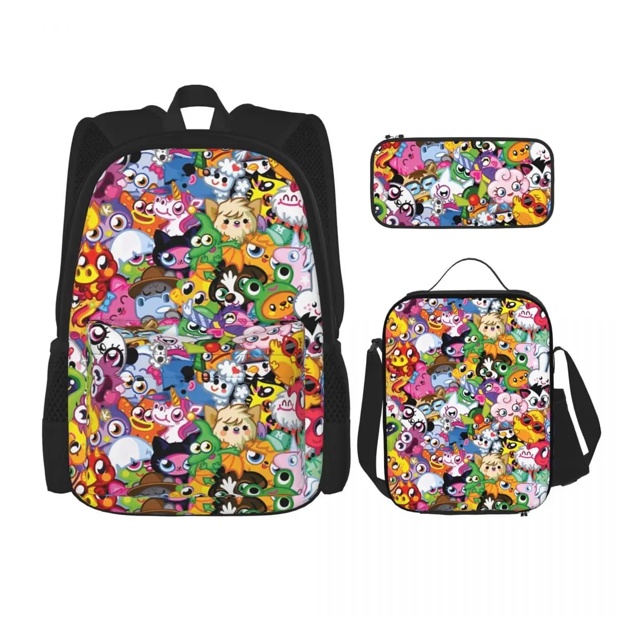 3pecs/set My Singing Monsters Zaino per ragazzi e ragazze Videogiochi College Borse di tela Borsa per il pranzo Astuccio per matite