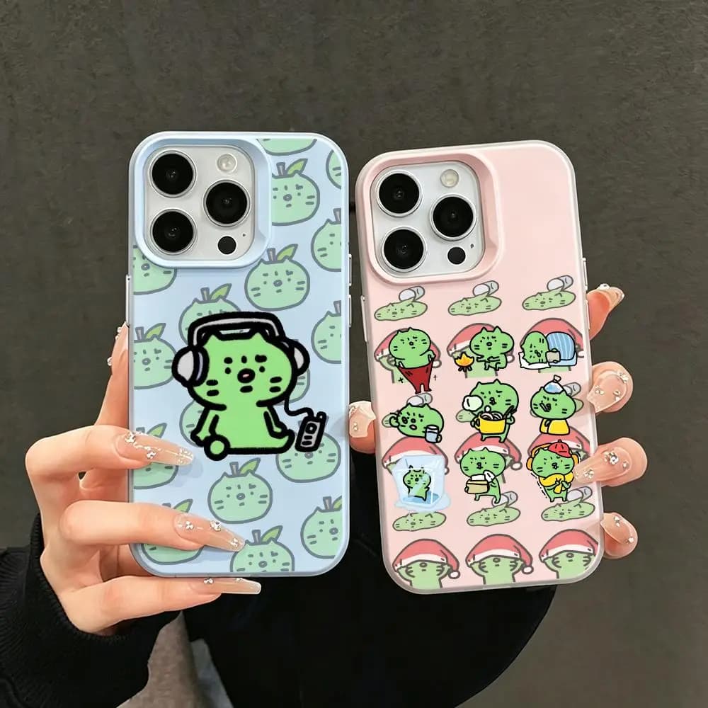 Custodia per telefono A-Anxious Green Cat effetto gelatina 2 in 1 a doppio strato, compatibile con iPhone 17/16/15/14/13/12