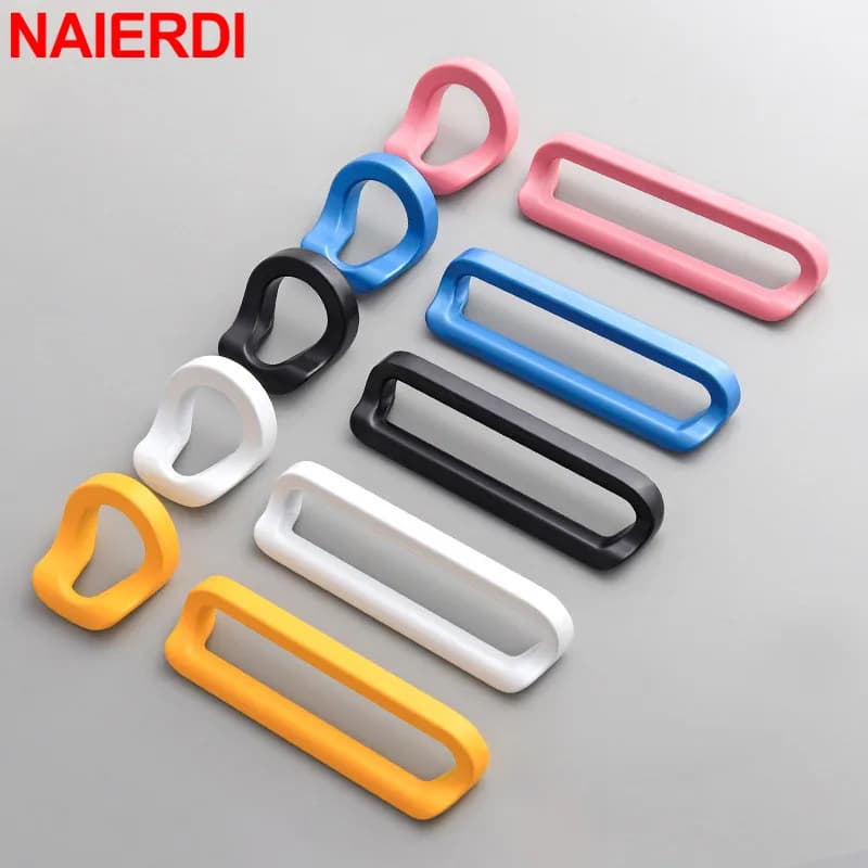 NAIERDI manopole colorate per armadietti in lega di zinco maniglie da cucina nere 96mm manopole per mobili rosa camera dei bambini maniglie per porte dell'armadio Hardware