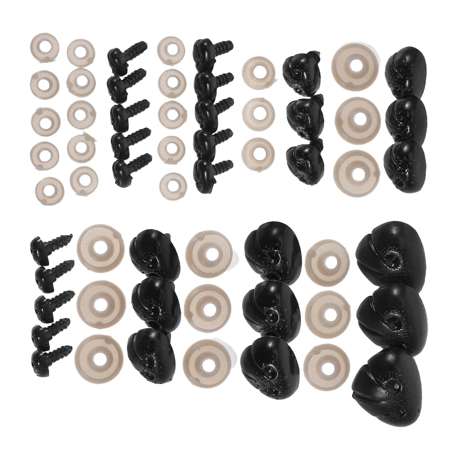 Set di 30 Nasini in Plastica per Animali con Rondelle per Fai da Te, Accessori di Sicurezza per Nasini di Peluche, Forniture Artigianali all'Ingrosso per Orsetti