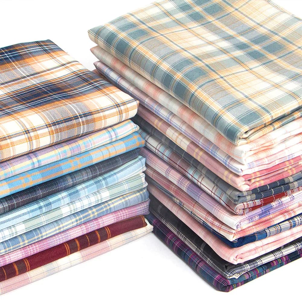 JK Skirt Uniform Plaid Polyester Fabric 150cm Wide Breathable Soft Cloth for DIY Sewing Jacket Shirt Home Textiles Patch Crafts