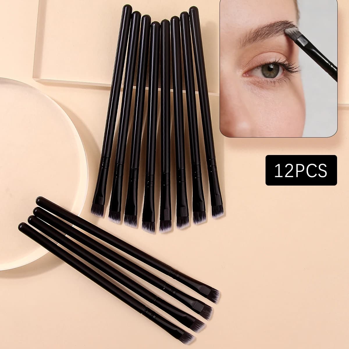 12-piece soft and non-dazzled eyebrow brush, drooling brush, shading brush, multifunctional eye makeup brush, makeup tool