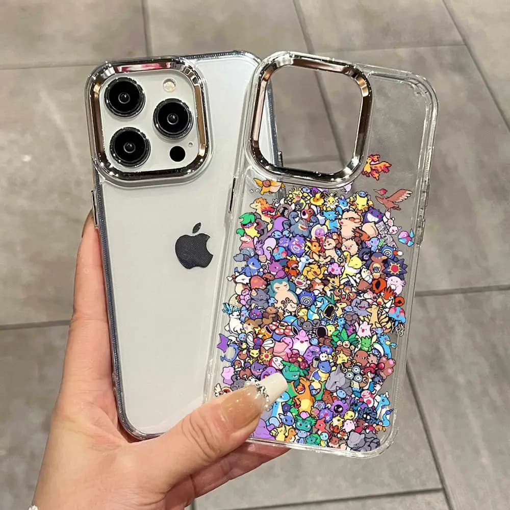 Cover Trasparente Y2K con Simpatici Cartoni Animati P-Pokemon per iPhone 17 16 15 14 13 12 11 Pro Max XR XS MAX 7 8 PLUS MINI