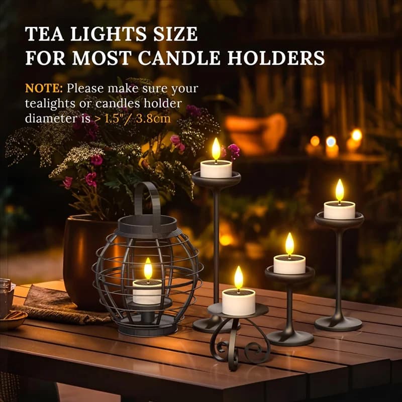 ABFU-Luce da tè solari impermeabili per esterni, 12 pezzi 1,5 X 2,1 piccole candele tealight, illuminazione automatica di notte, per patio giardino