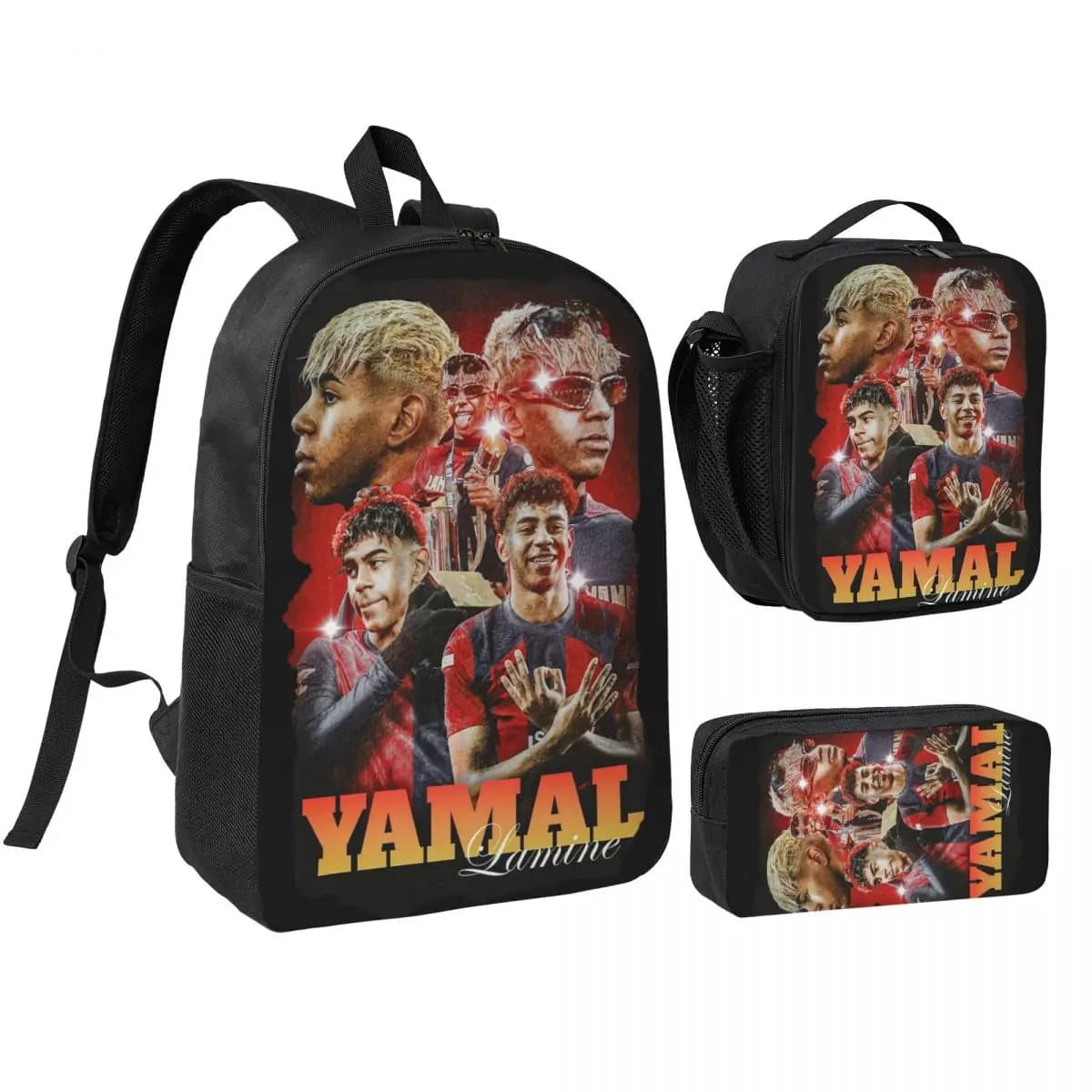 3pecs/set Lamine Y-Yamal Backpack for Teenage Football Soccer High School Shoulder Bag Lunch bag Pencil Case