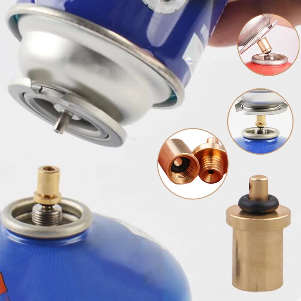 Pure copper mini gas charging valve for outdoor stove, long cylinder adapter for camping, excursions, picnic - Trend 2026