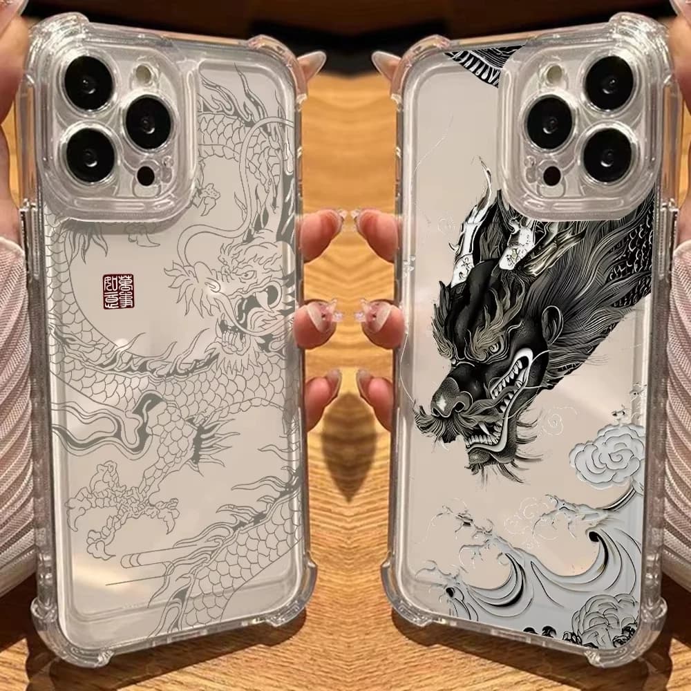 Dragon Chinese Long Phone Case For iPhone 17 Air 16 E 15 14 13 12 11 Pro Max Plus Mini SE 2020 2022 Shockproof Thin Cover