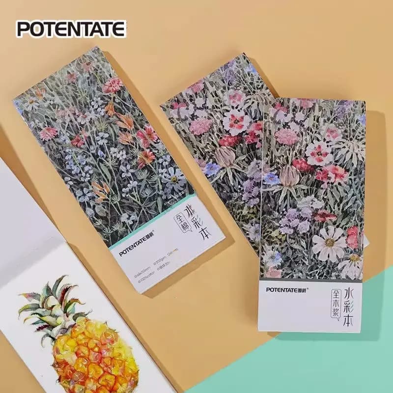 POTENTATE Portable Mini Watercolor Sketchbook 100% Cotton Fine Lines Pocket Watercolor Painting Paper Art Supplies