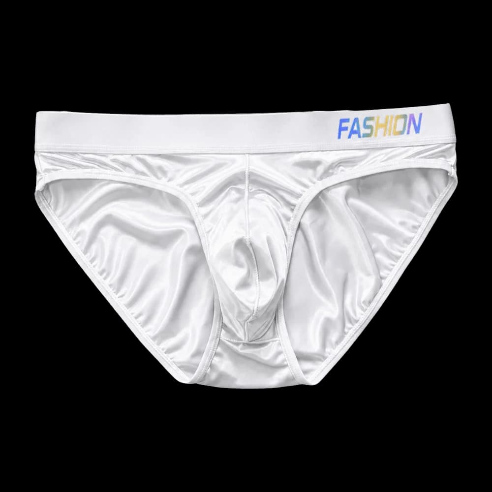 Underwear Men's Triangle Panties Low Waist Lingerie Satin Silky Briefs Ultra Smooth Gradient Letter Glossy Underpants Large Size