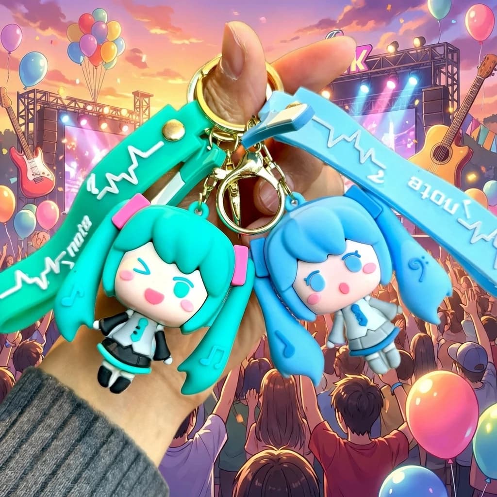 Portachiavi Miku Hatsune, Ciondolo Anime Carino, Charm per Borsa, Ornamento Pendente a Forma di Bambola Cartoon, Regalo per Fan e Cosplay