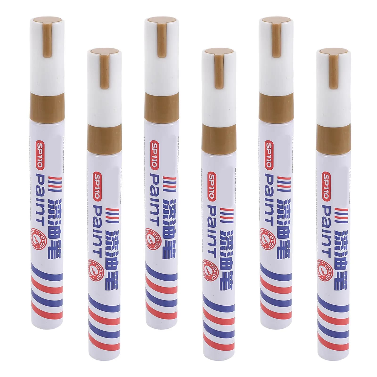 6Pcs Waterproof Golden Paint Markers for Tombstone Restoration Oil Based Quick Dry Paint Pens for Granite Marble Surfaces Faded