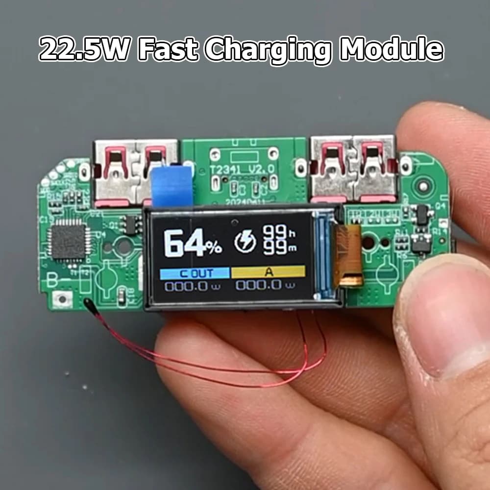 22.5 W Quick Charging Power Bank Motherboard with Digital Color Display TFT for Lithium Battery ternary PD QC Quick Charging Module