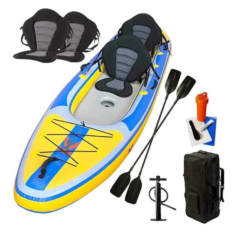 Tipo economico Marchi OEM economici Kayak gonfiabili per 3 persone in PVC all'ingrosso con pagaia