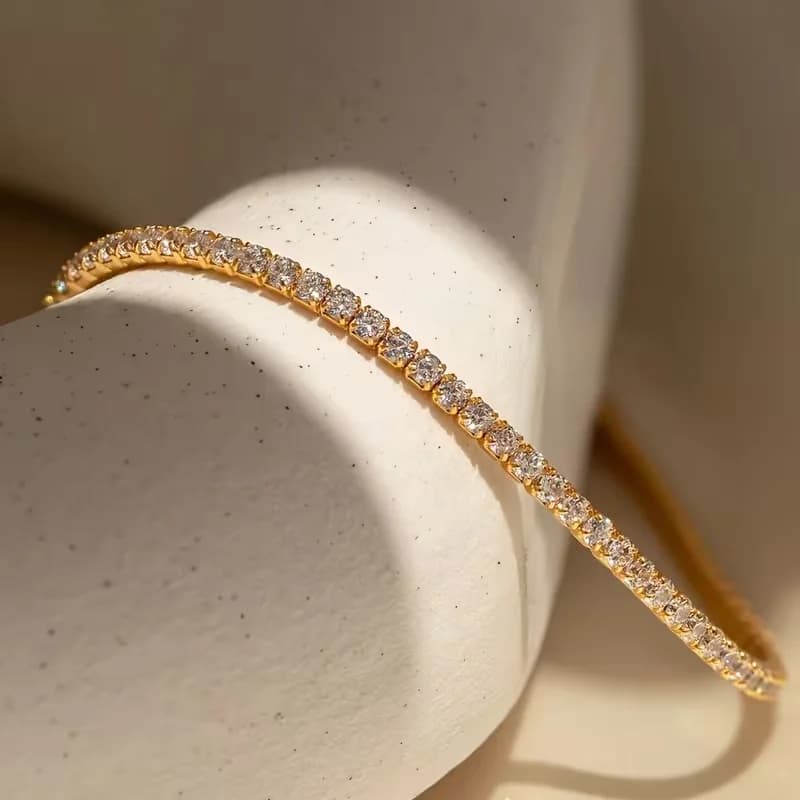 Collana tennis in argento S925 placcato oro, stile neutro, adatta per regali di anniversario, regali perfetti per San Valentino, compleanno delle donne