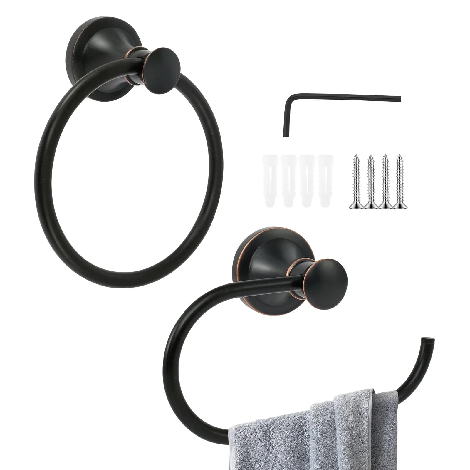 Towel Ring Hook Toilet Paper Holder Bathroom Wall Mounted Stainless Steel Rotated Roundness Hardware Accessories