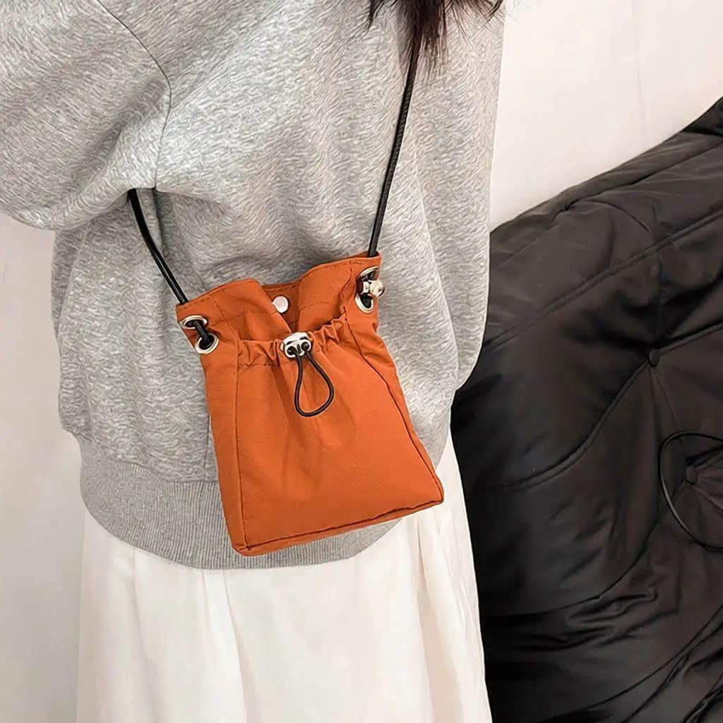 Borsa a tracolla casual in nylon e tela, leggera, per telefono, auricolari e soldi, semplice e alla moda, per donna e uomo
