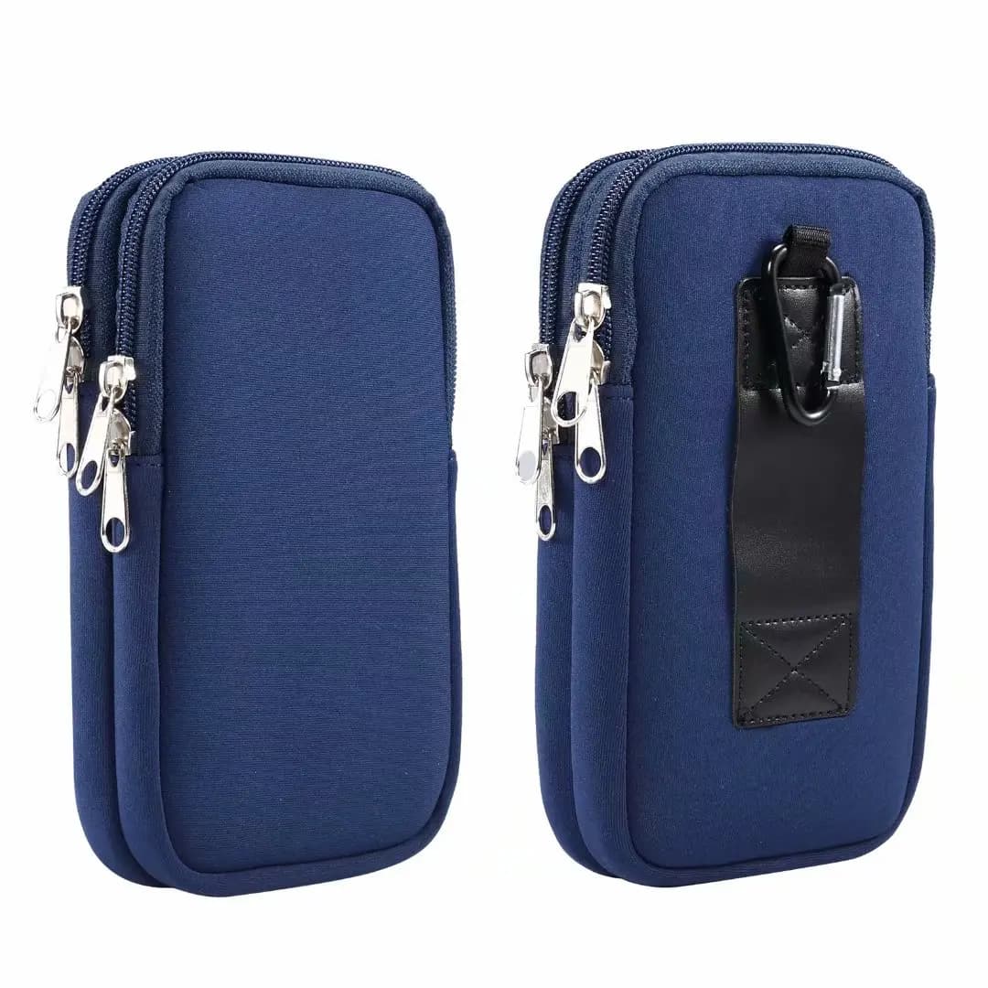 Neoprene Dual Pouch 2 Mobile Phone Belt Clip Case Holder For Samsung Note 20 10 9 S20 S10 Plus A50 A51 Two Holster Men Waist Bag