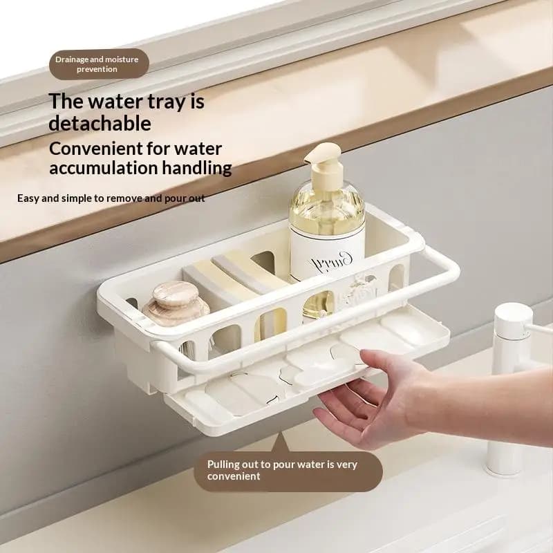 Kitchen Sink Organizer Drain Rack Self-draining Shelf: Sponge Holder Dishcloth Faucet Storage Soap Drainer