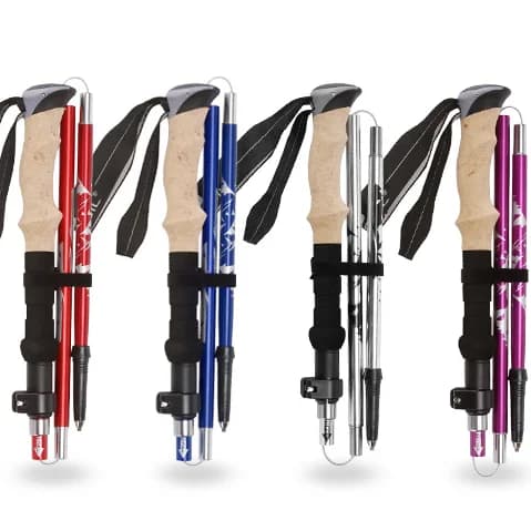 2022 Carbon Foldable Aluminium Snow Alpenstock Mountaineering Cane Hiking Nordic Walking Sticks Trekking Poles for Outdoor