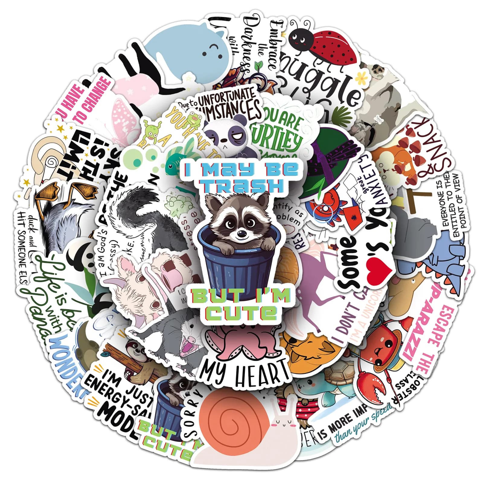 50PCS Funny Animal Quotes Doodle Stickers Speech Bubble Decals For Phone Cases Luggage Laptops Wall DIY Decor