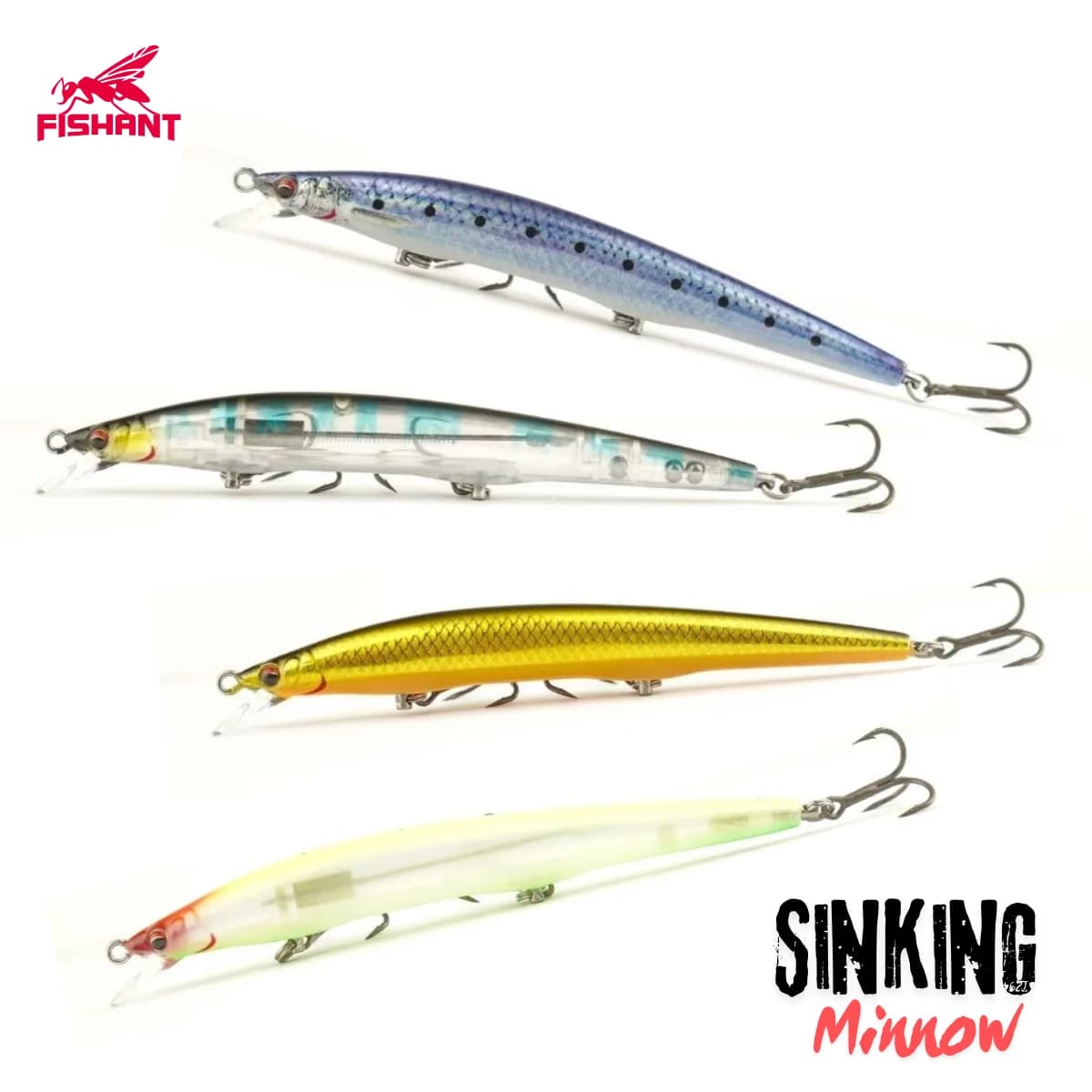 FISHANT Esca Artificiale Minnow a Lenta Affondamento - Esca Artificiale a Lancio Ultra Lungo per la Pesca di Topmouth Culter, Elopichthys Bambusa e Spigola