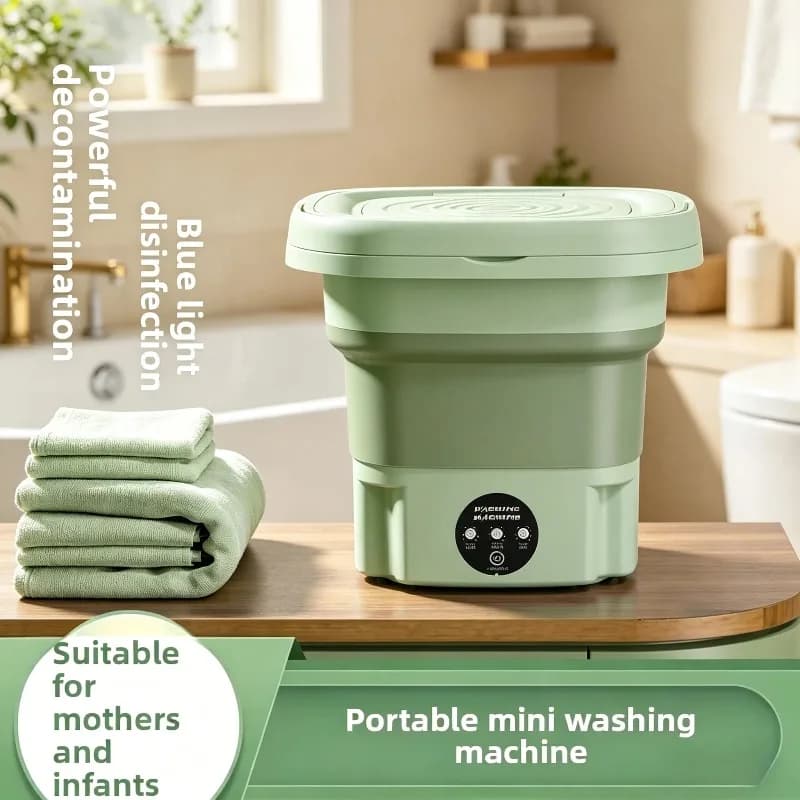 8L Portable Foldable Mini Washing Machine Spin Dryer For Home Use Clean Socks Underwear Panties Small Laundry Washer