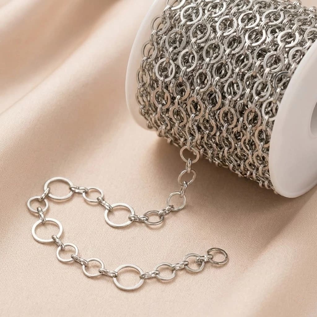 Catena in Ottone da 1 Metro per Creazione di Gioielli, Catena a Maglie Rotonde Saldate per Collane, Bracciali, Cavigliere e Decorazioni Fai-da-Te