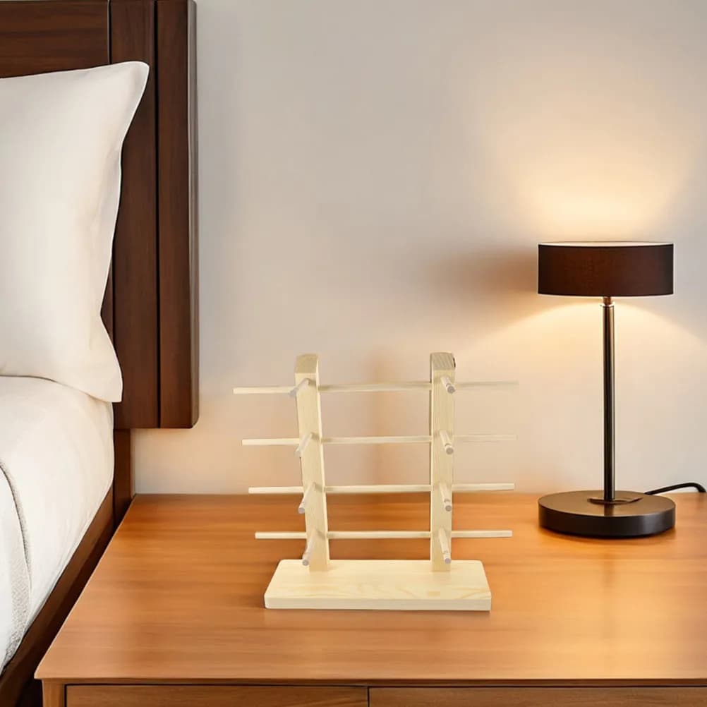 2Pcs Wood Sunglasses Display Rack Eyeglass Display Stand with Natural Grain Finish for Eyewear Stores Malls Home Office