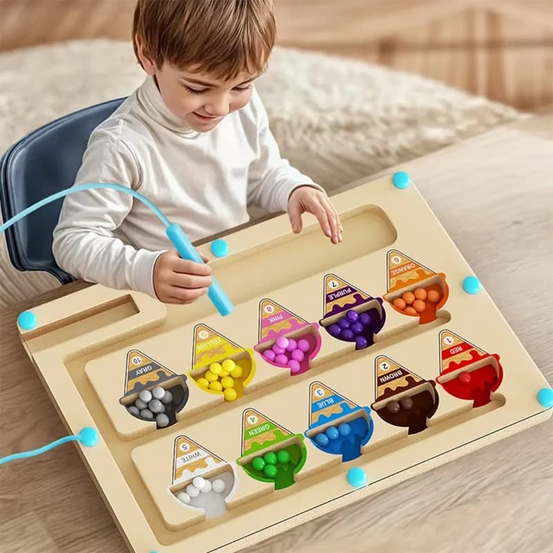 Gelato Labirinto magnetico di colori e numeri Magnete in legno e labirinto Gioco Labirinto di colori magnetici Puzzle da tavolo Giocattoli educativi per bambini