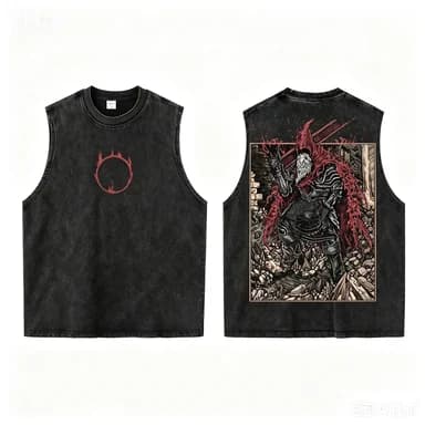 2026 New Daily Wear Washed Tank Top Unisex Drop Shoulder Distressed Abstract Front Back Graphic Sleeveless Shirts