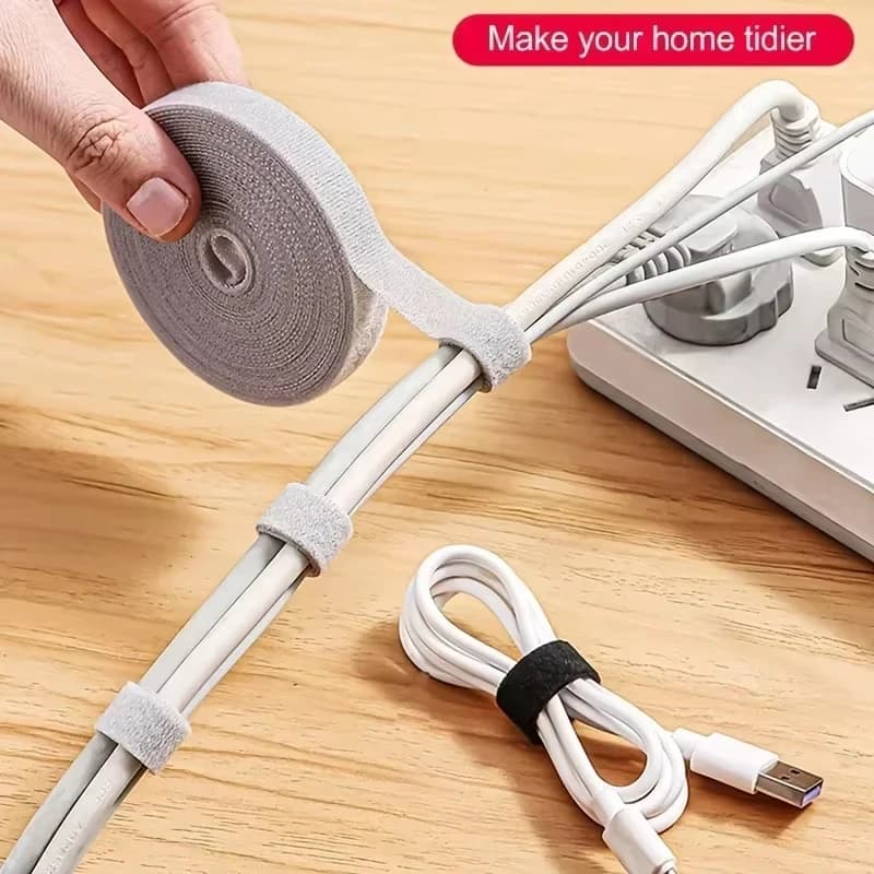 1PC 10mm 5m Data Cable Management Cable Tie Reusable Removable Multi-purpose Wire Organizer Data Cable Storage Tape Plant Fixati