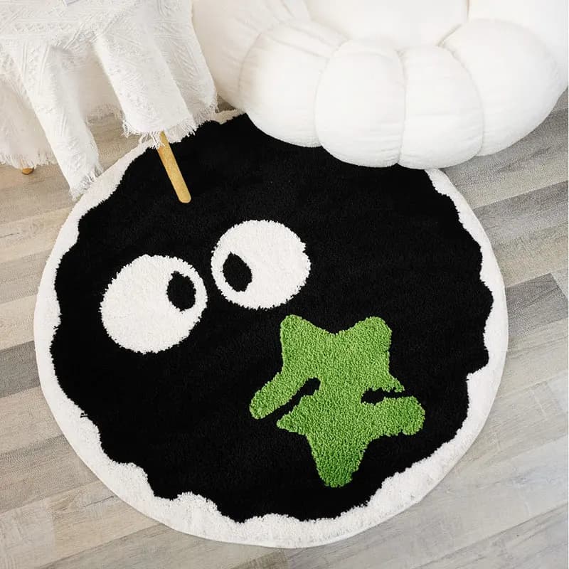 Tappeto per sala da gioco Tappeto rotondo in peluche per cartoni animati Punti antiscivolo per tappetino per sedia Decorazioni per la casa Morbido e soffice Shaggy 60x60 cm Tappetino in pile alto