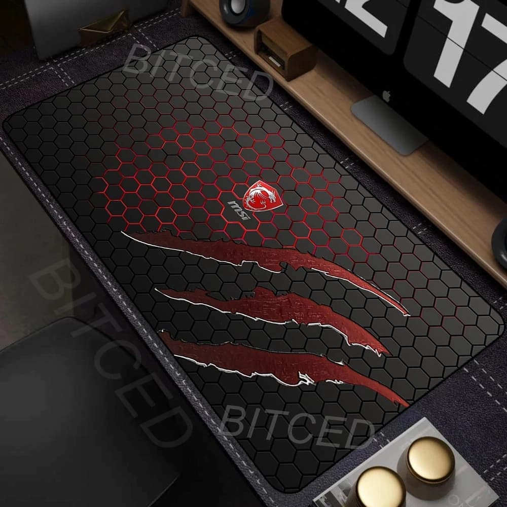 Tappetino da Scrivania MSI, Mousepad Carino HD, Tappetino Esteso per Tastiera da Gaming, Grande XXL 90x40