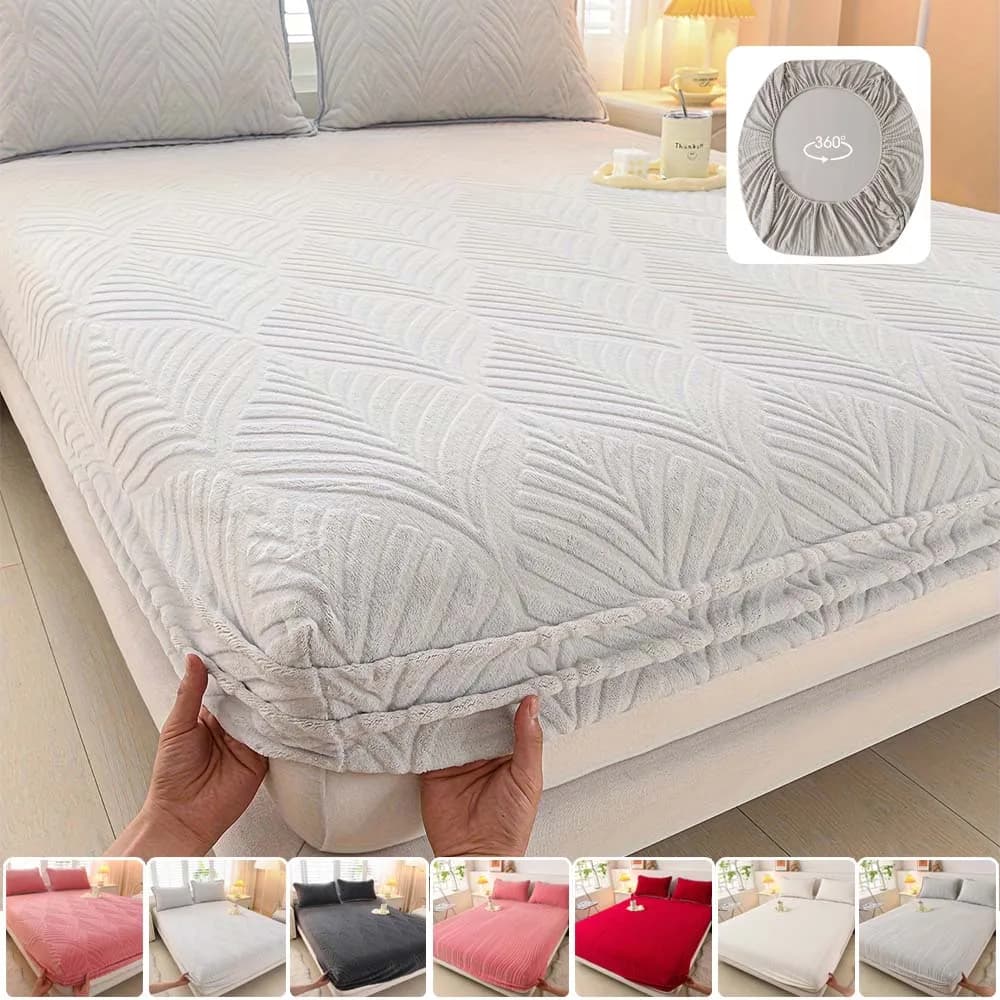 Lenzuolo con angoli in pile di latte invernale addensato Coprimaterasso elastico Caldo coppia Biancheria da letto Lenzuolo termico per la casa Hotel Couvre Lit