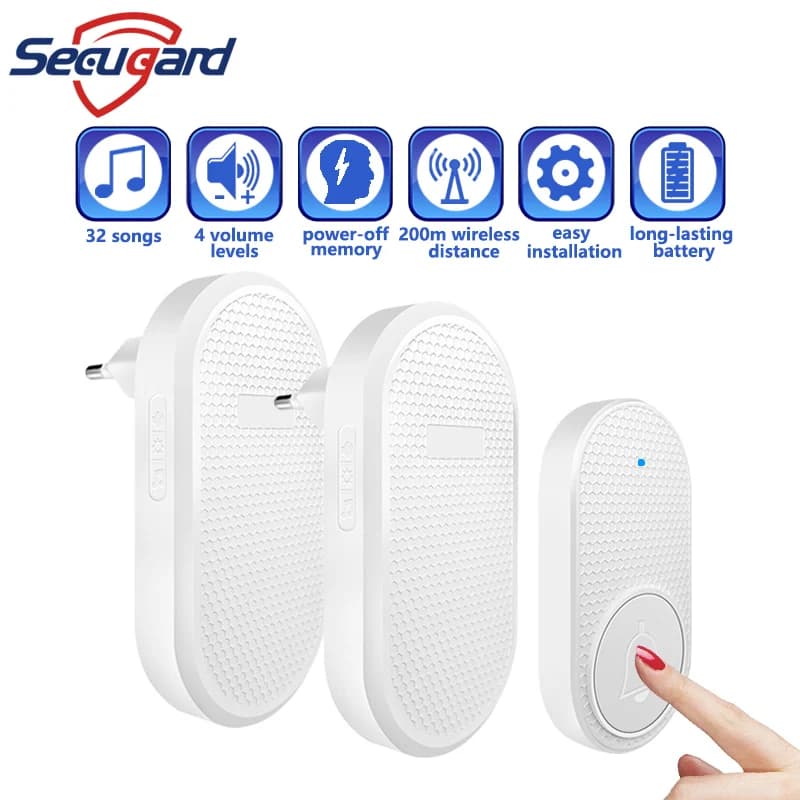 Wireless Doorbell 32 songs Welcome Doorbell Remote Transmission Smart Home Click Emergency Security Alarm Plug ue Use