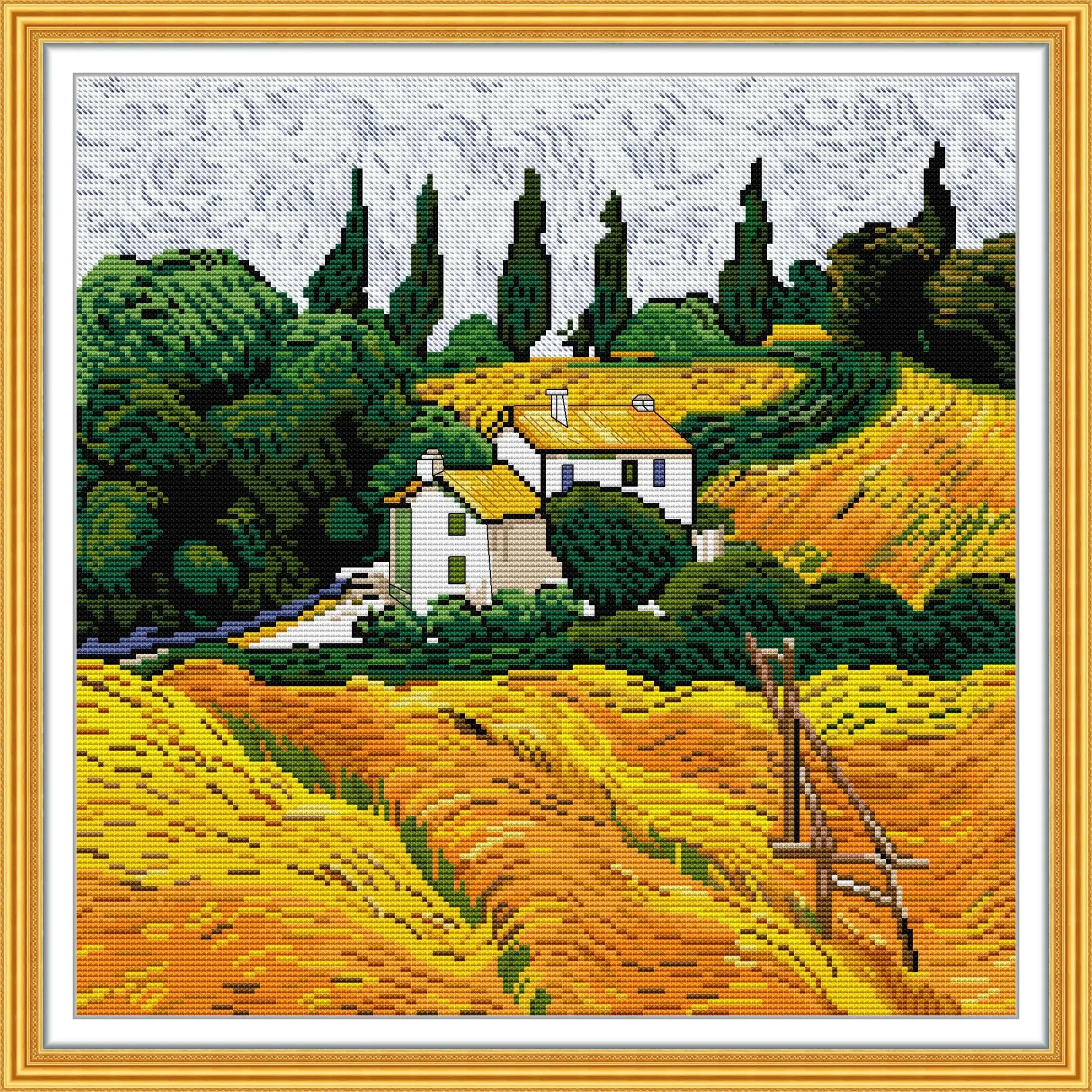 News Pre-Printed Cross Stitch Kit, Stamped Aida Fabric With DMC Threads, Embroidery Kit - The Colors Of Autumn