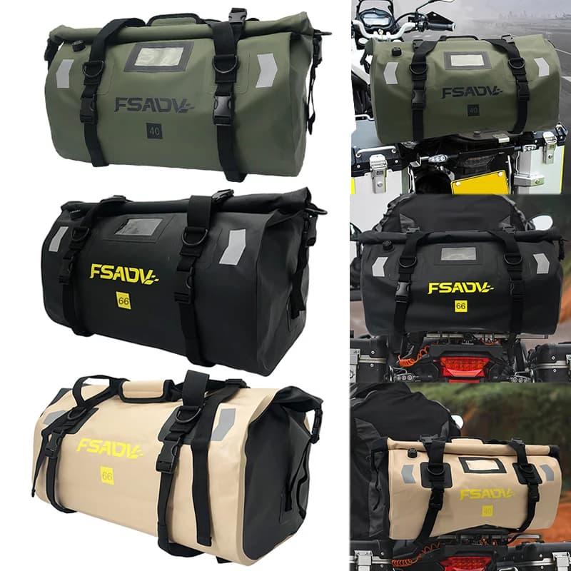 40L 66L Universal Motorcycle Waterproof Tail Bags Helmet Durable Rear Moto Seat Bag High Capacity Riding Motocross Outdoor Bag